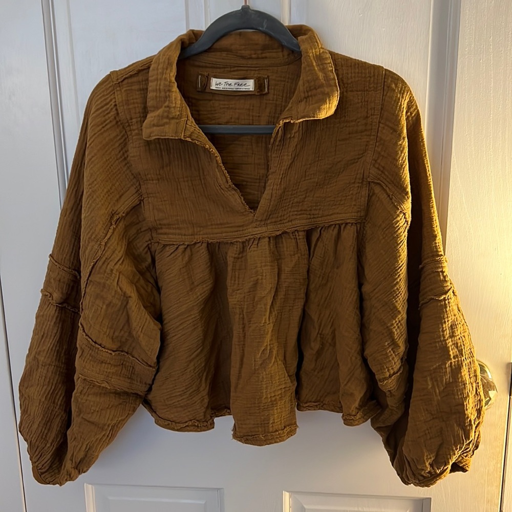 Free People Brown Balloon Sleeve